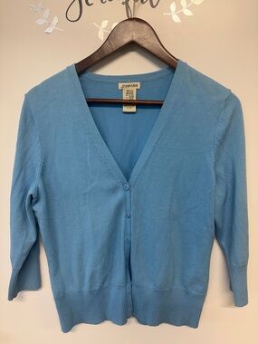 St. John's Bay Women's Sky Blue V-Neck Button Cardigan
